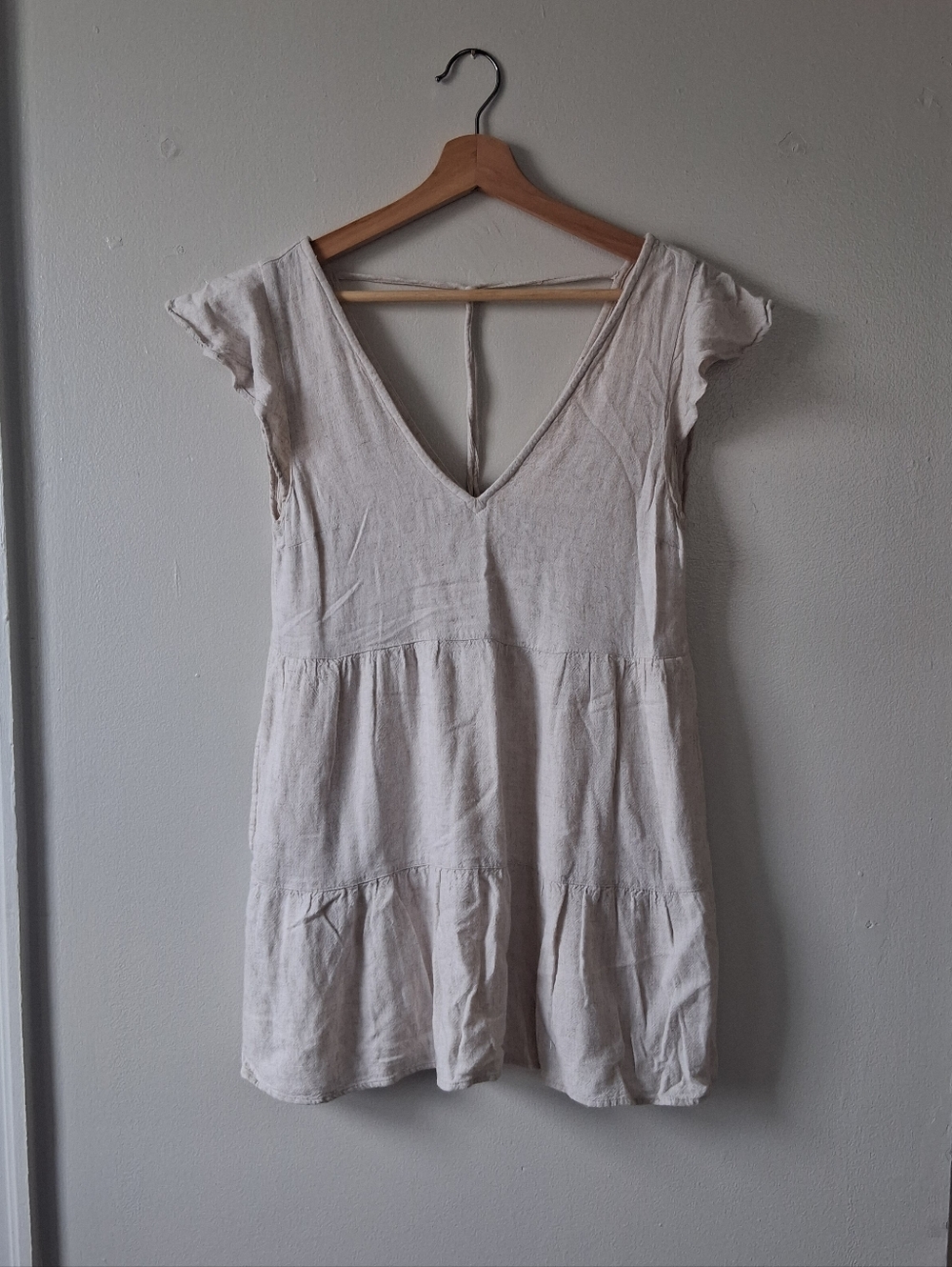 Abercrombie & Fitch Cream Dress Viscose & Linen Mix